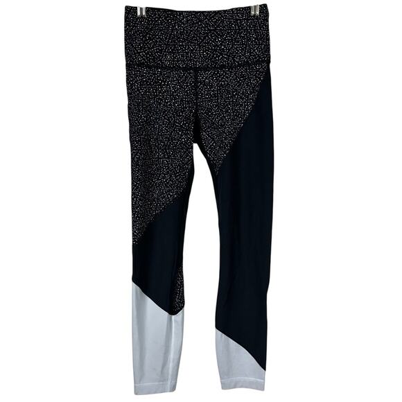 Lululemon Wunder Under Hi-Rise 7/8 Tight 25" Night View White Black Size 4 EUC - Picture 1 of 9
